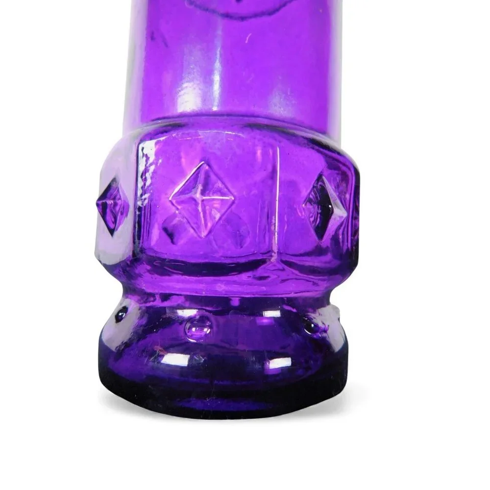 Purple Decorative Glass Bottle with Leather Carry Strap